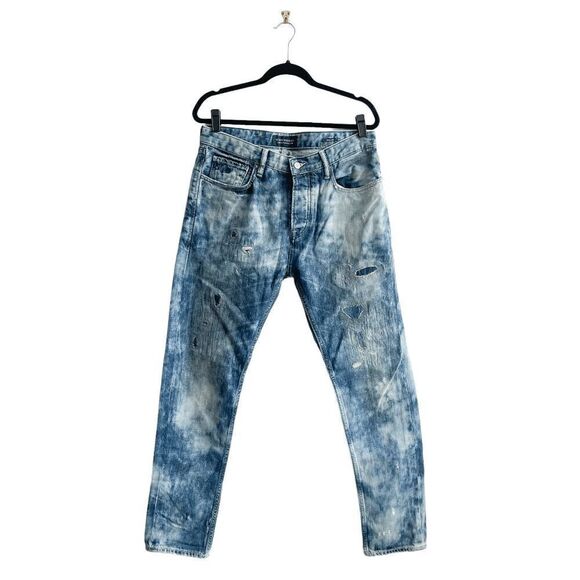 Scotch & Soda Dean Men's Denim Jeans Acid Wash Distressed Straight Leg 32x34 - Picture 2 of 10